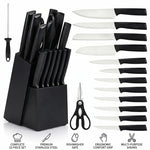15 Piece Kitchen Knife Set MDHAND Stainless Steel with Block Shears