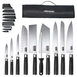 MDHAND Chef Knife Set with Roll Bag, 10PCS Professional Knife Set with Sharpener, High Carbon Stainless Steel Japanese Kitchen Knives, Dishwasher Safe, For Cooking, Chef Gifts
