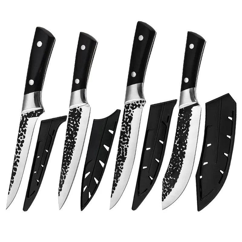 4点セット 手鍛造肉切り包丁セット 木製ハンドル 骨抜きナイフ – MDHAND