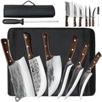 MDHAND 7-Piece Handmade Damascus Kitchen Knife Set | Meat Cleaver Boning Knife