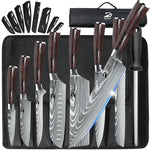 Home Cooking 9PCS German Steel Knives Laser Etched Roll Bag Gifts