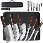 MDHAND 7-Piece Handmade Damascus Kitchen Knife Set | Meat Cleaver Boning Knife