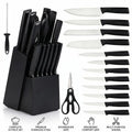 15 Piece Kitchen Knife Set MDHAND Stainless Steel with Block Shears