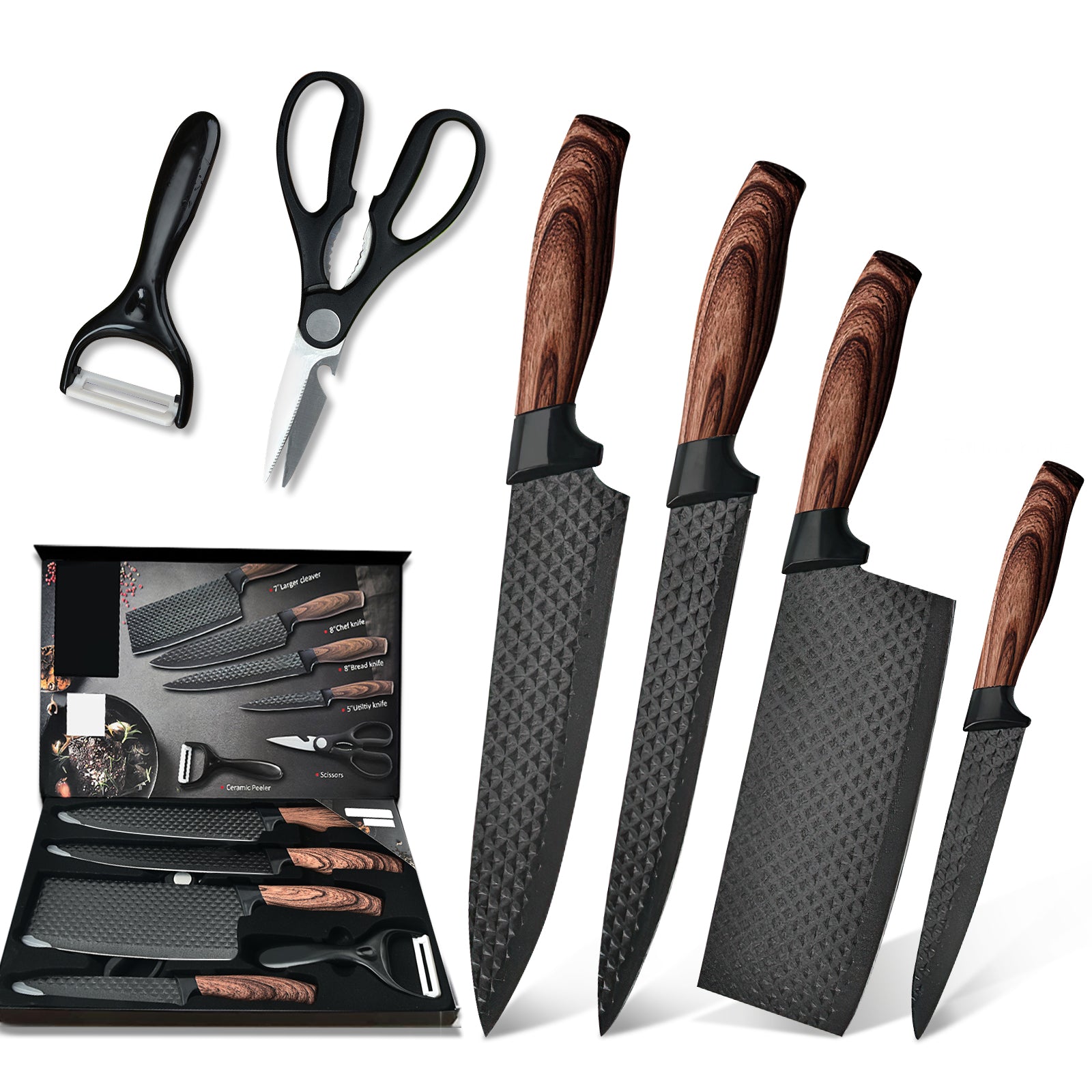 High Carbon Stainless Steel Chef Knife Set Ultra-Sharp Kitchen Cleaver Knives