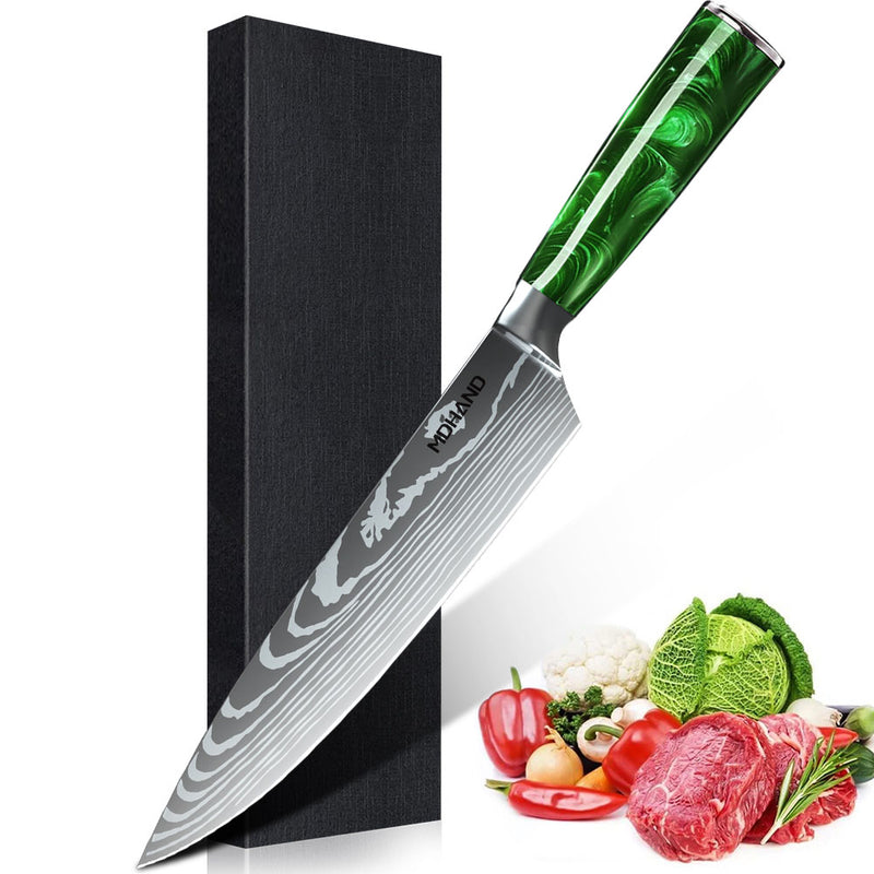 Green Resin Handle Kitchen Knife with Sheath