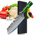 Green Resin Handle Kitchen Knife with Sheath – Style J