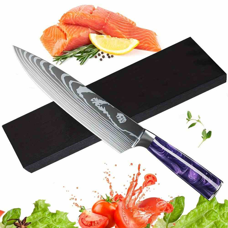 Purple Resin Handle Kitchen Knife with Sheath