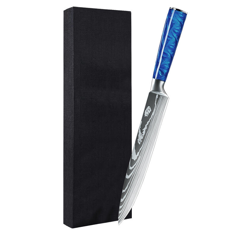 Blue Resin Handle Kitchen Knife with Sheath