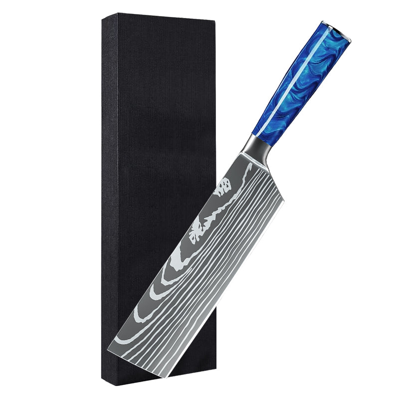 Blue Resin Handle Kitchen Knife with Sheath
