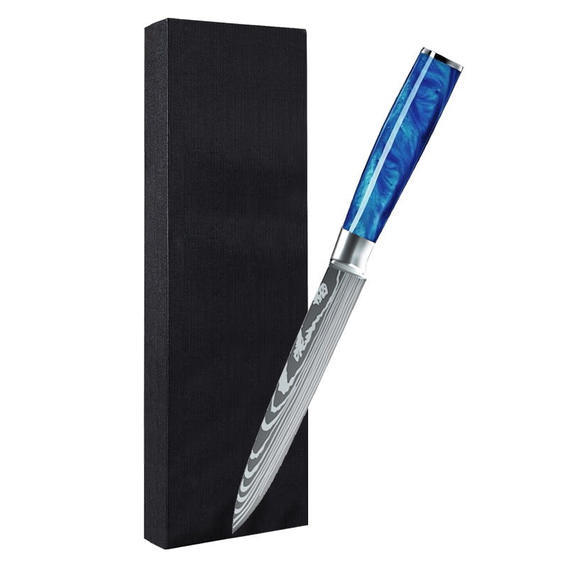 Blue Resin Handle Kitchen Knife with Sheath