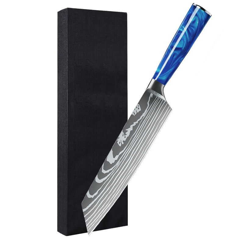 Blue Resin Handle Kitchen Knife with Sheath