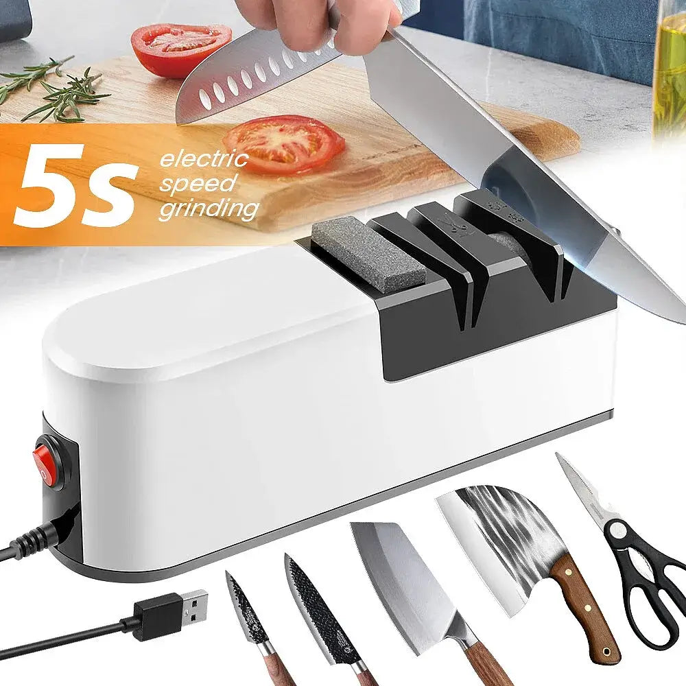 MDHAND 3 Speed Electric Knife Sharpener | Multifunctional for Knives Scissors Kitchen