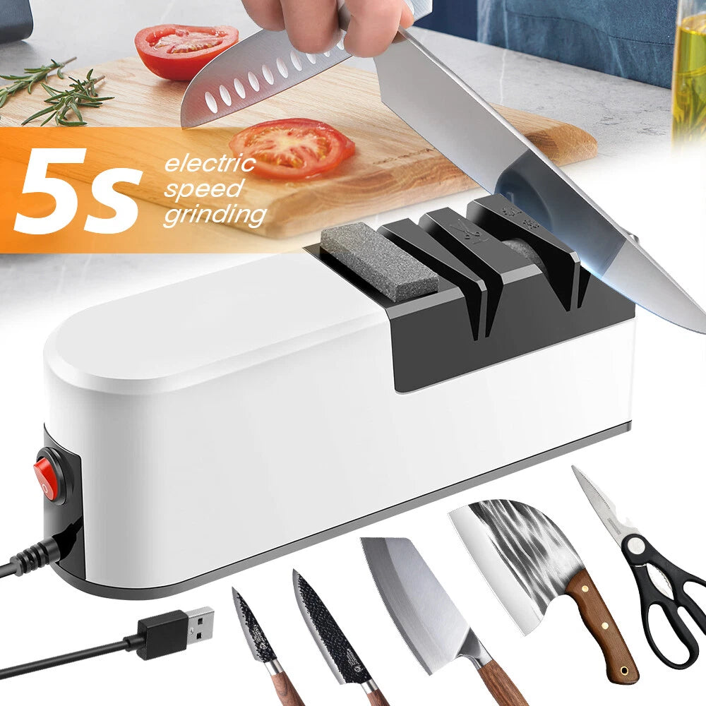 Electric Knife Sharpener 3 Speed Electric Cutter Blade Sharpener Multifunctional Scissor Blade Sharpener Minimalist Electric knife sharpening system for Kitchen Cooking