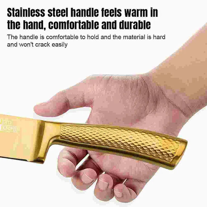 Gold 8-Piece Kitchen Knife Set with Sharpener