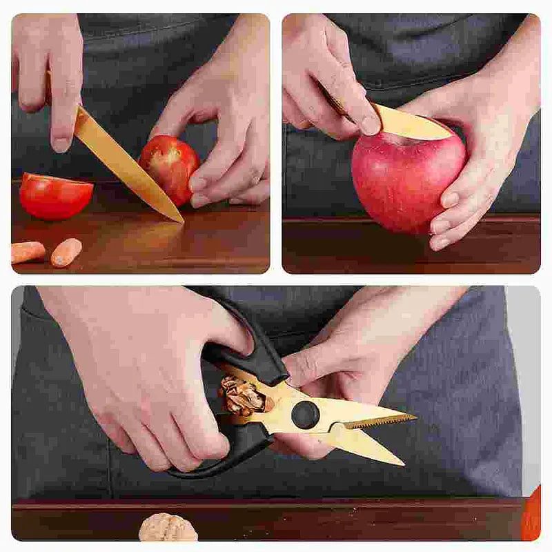 Gold 8-Piece Kitchen Knife Set with Sharpener