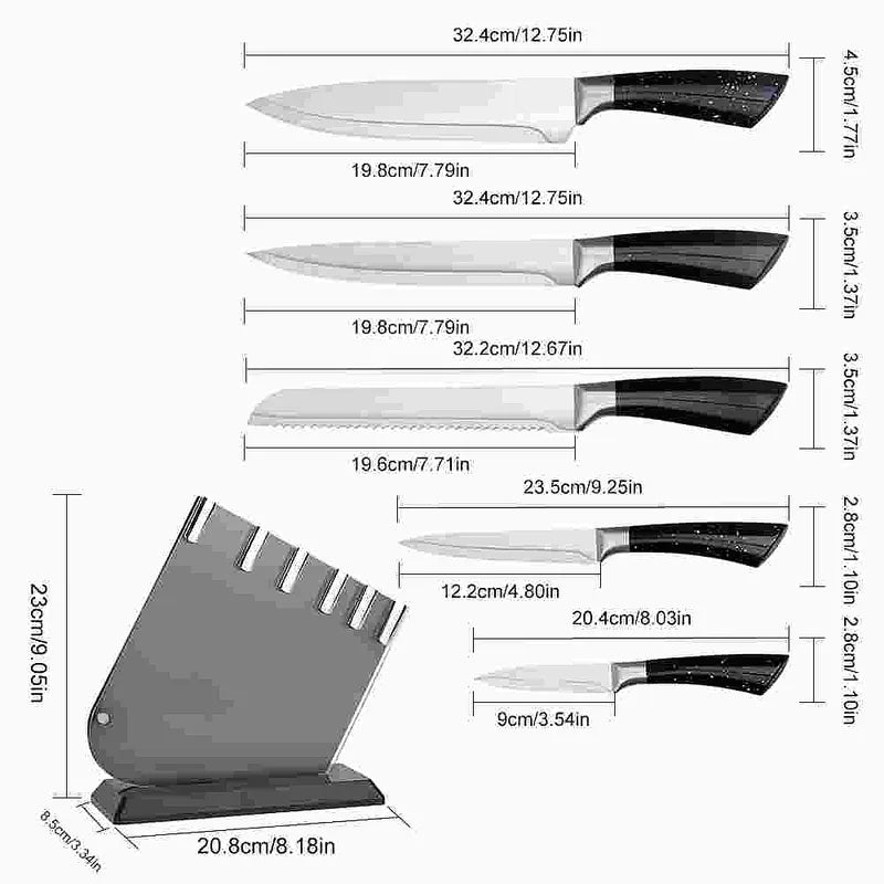 Black 6-Piece Kitchen Knife Set