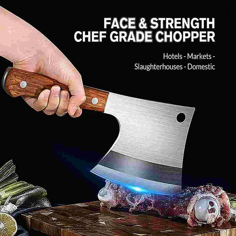 Axe-Style Bone Cleaver, Heavy Duty Stainless Steel Meat Chopper