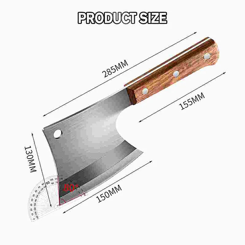 Axe-Style Bone Cleaver, Heavy Duty Stainless Steel Meat Chopper