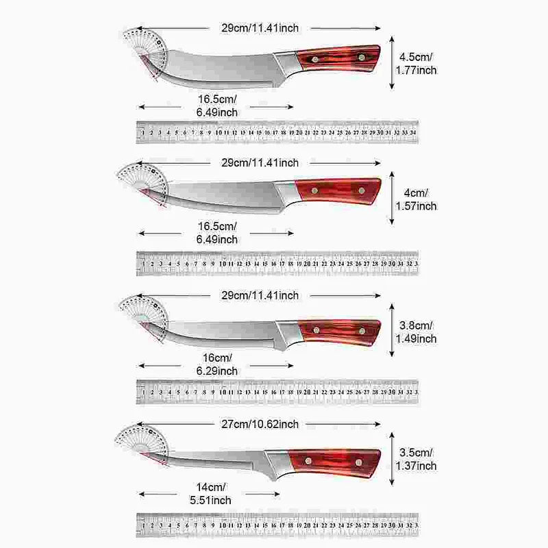 4-Piece Butcher Knife Set with Wood-Grain Handles & Protective Sheath
