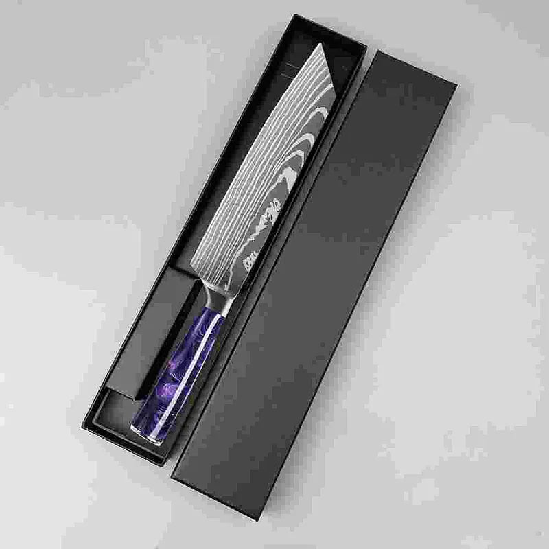Purple Resin Handle Kitchen Knife with Sheath