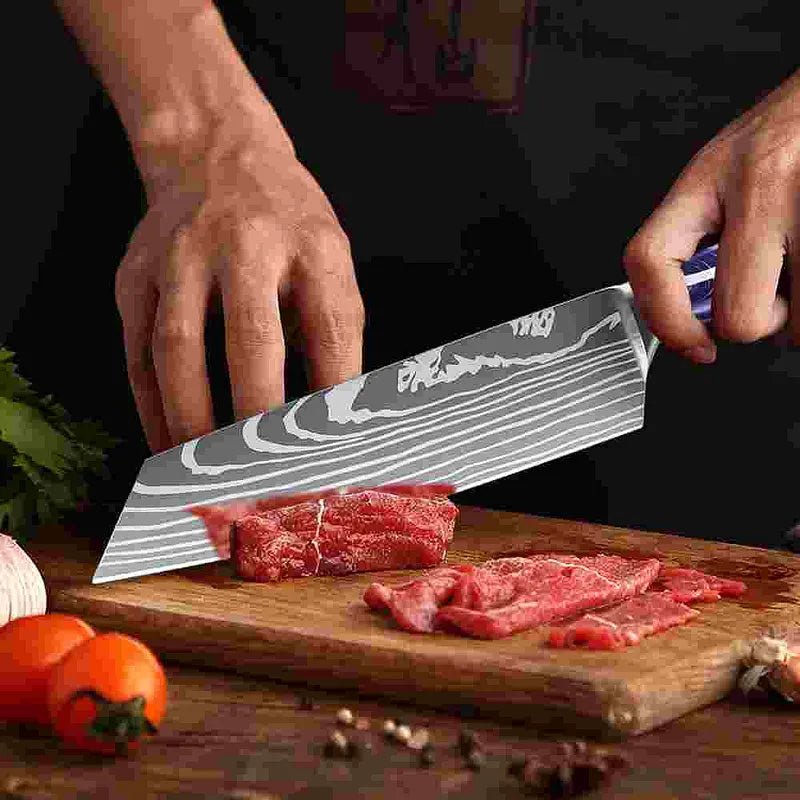 Purple Resin Handle Kitchen Knife with Sheath