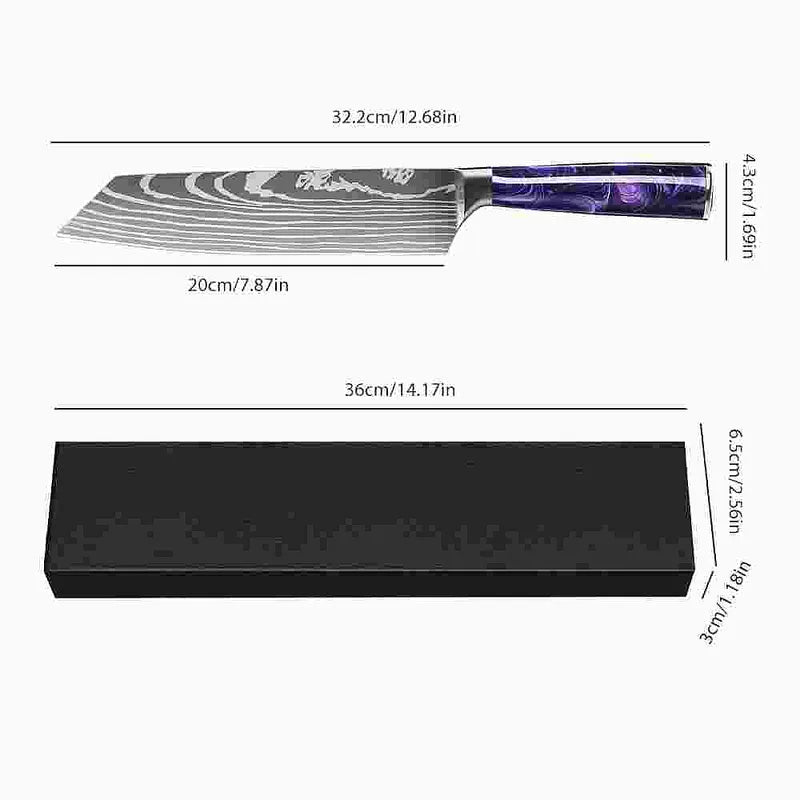 Purple Resin Handle Kitchen Knife with Sheath