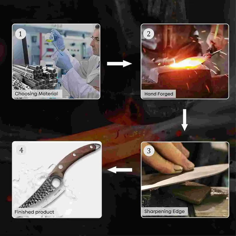 Double-Blade Curved Knife with Leather Sheath