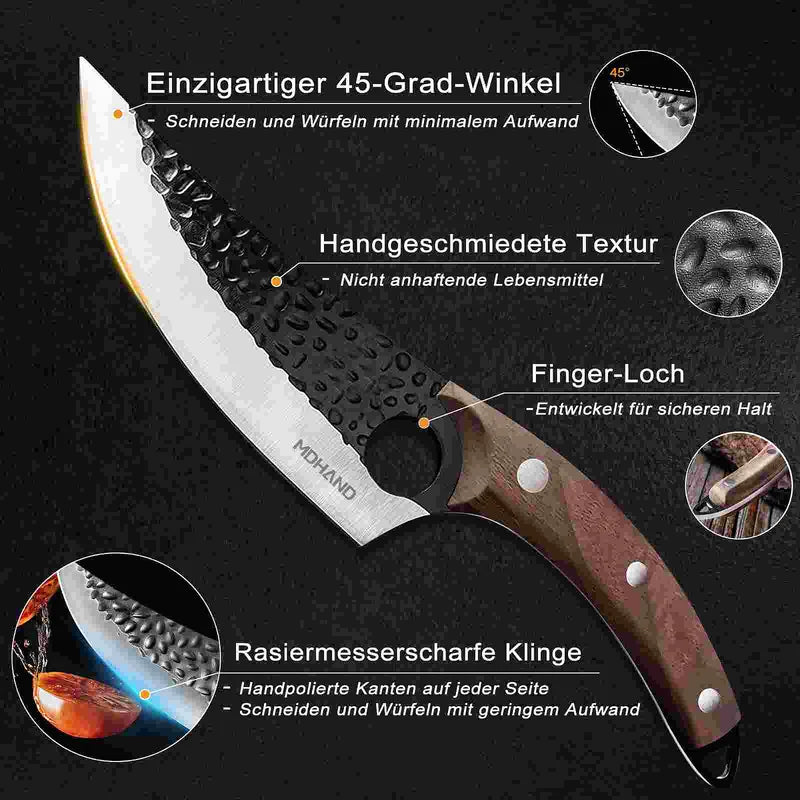 Double-Blade Curved Knife with Leather Sheath