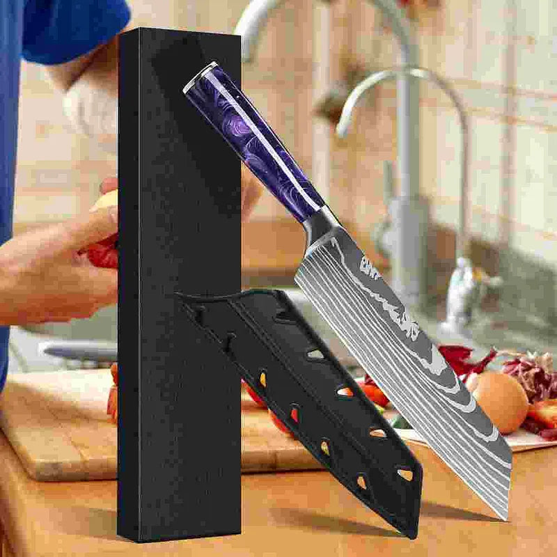 Purple Resin Handle Kitchen Knife with Sheath