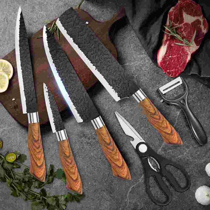 Hammered 6-Piece Kitchen Knife Set