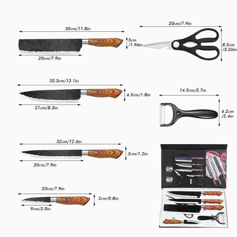 Hammered 6-Piece Kitchen Knife Set