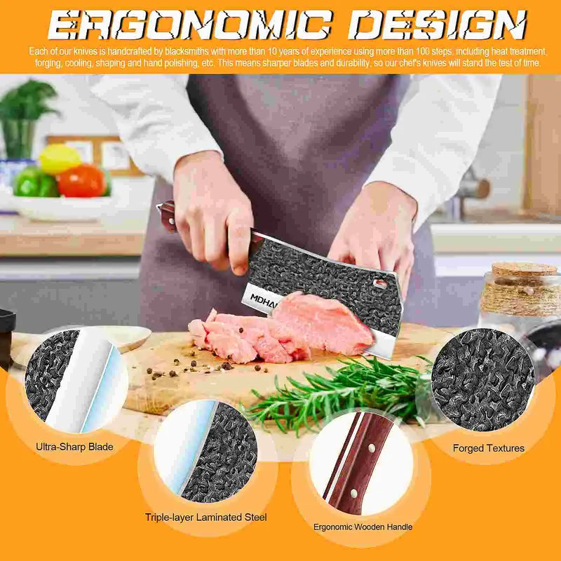 Hammered Black Kitchen Knife Collection
