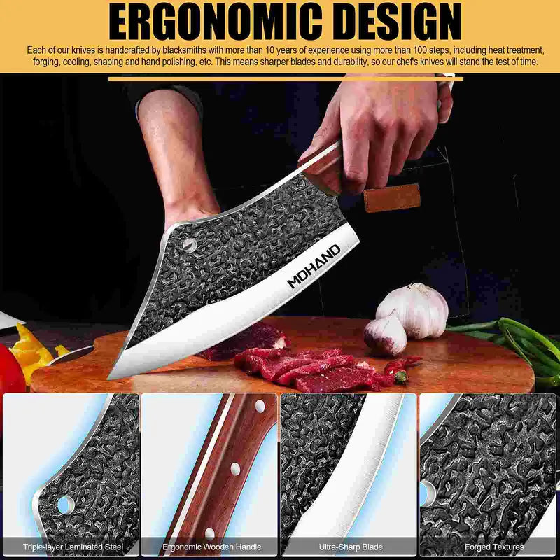 Hammered Black Kitchen Knife Collection