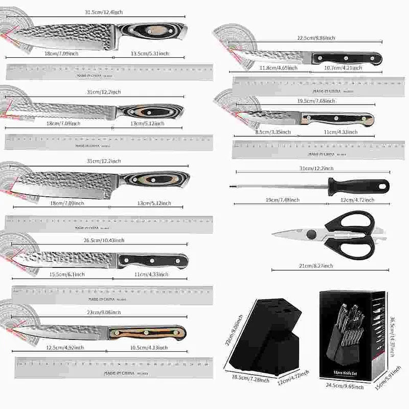 15-Piece Kitchen Knife Set with Acacia Wood Block