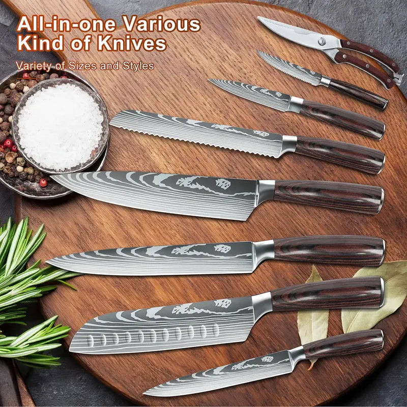 15PCS Professional Knife Block Set | High Carbon Steel with Acacia Wood Block
