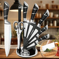 9-Piece Hollow Handle Kitchen Knife Set with Fan Rack