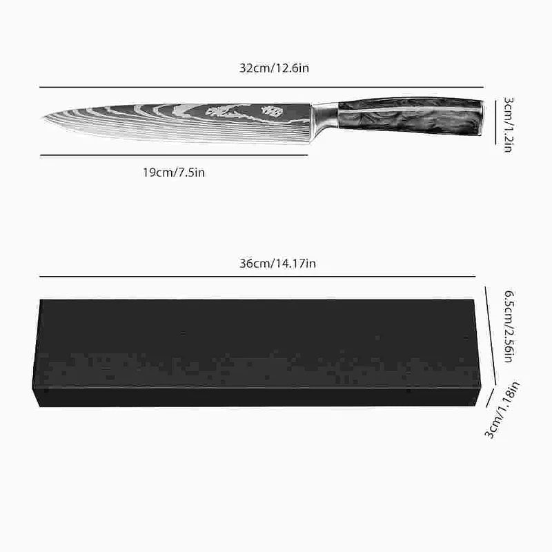 Ultra Sharp Forged Damascus Knives Black Resin Handle Chef & Nakiri Knife