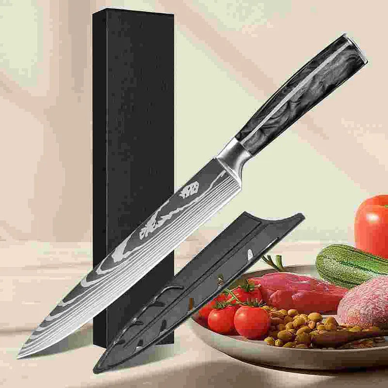 Ultra Sharp Forged Damascus Knives Black Resin Handle Chef & Nakiri Knife
