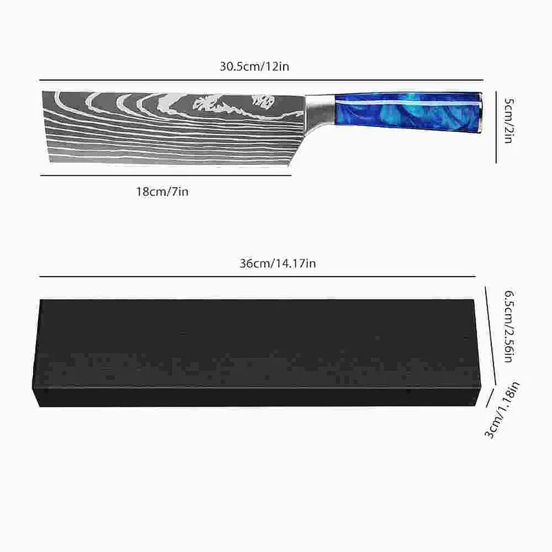 Ultra Sharp Forged Damascus Chef Knife Blue Resin Handle Slicing Knife