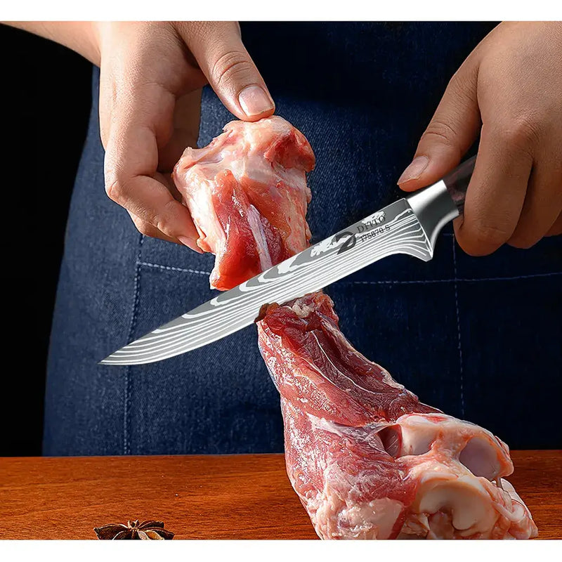 Home Cooking 9PCS German Steel Knives Laser Etched Roll Bag Gifts