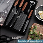 6-Piece High Carbon Steel Knife Set with Cleaver & Scissors