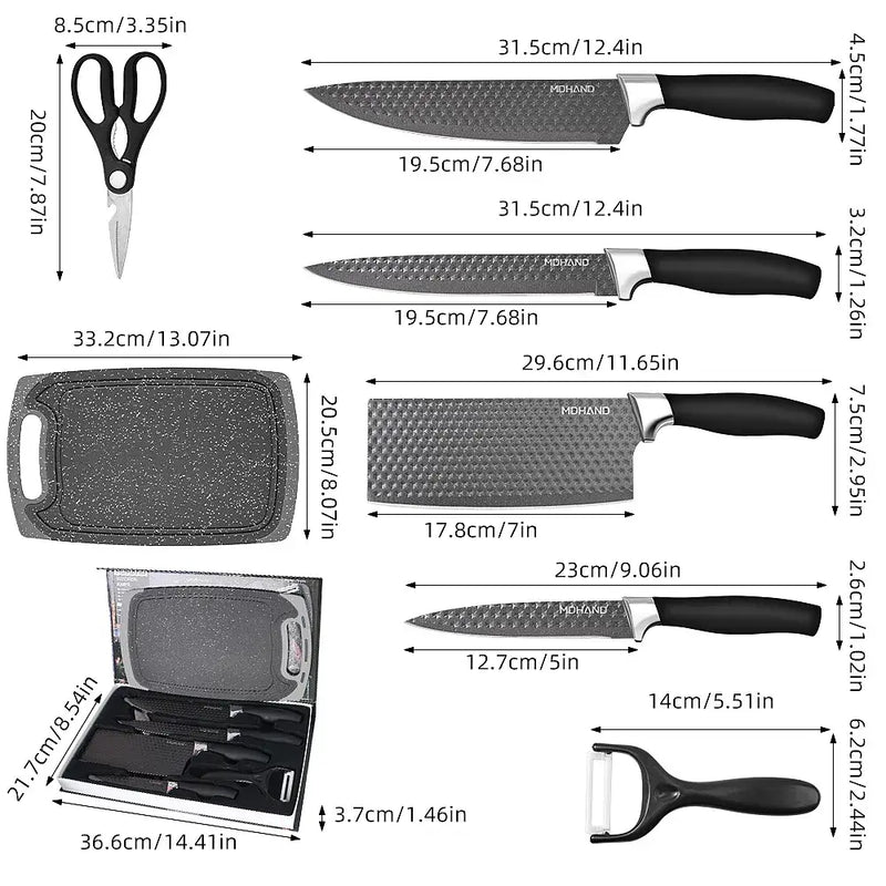 High Carbon Stainless Steel Chef Knife Set Ultra-Sharp Kitchen Cleaver Knives