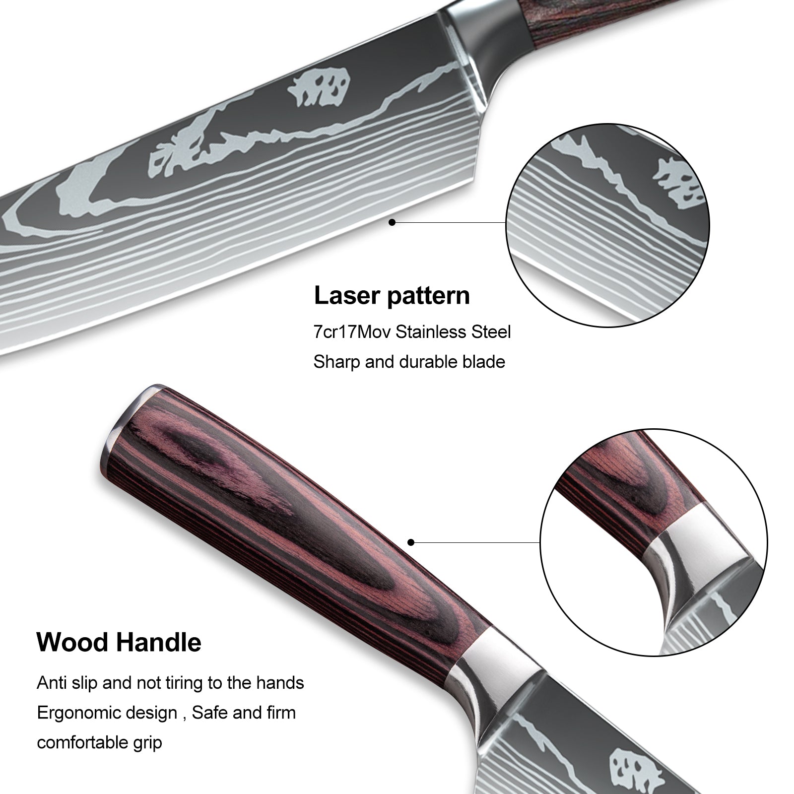 Kitchen Knife Set, 15 Pieces Knife Set with Block and Sharpener, High Carbon Stainless Steel Knives Set for Kitchen with Red Pakkawood Handle, Razor Sharp Knife Block Set, Dishwasher Safe