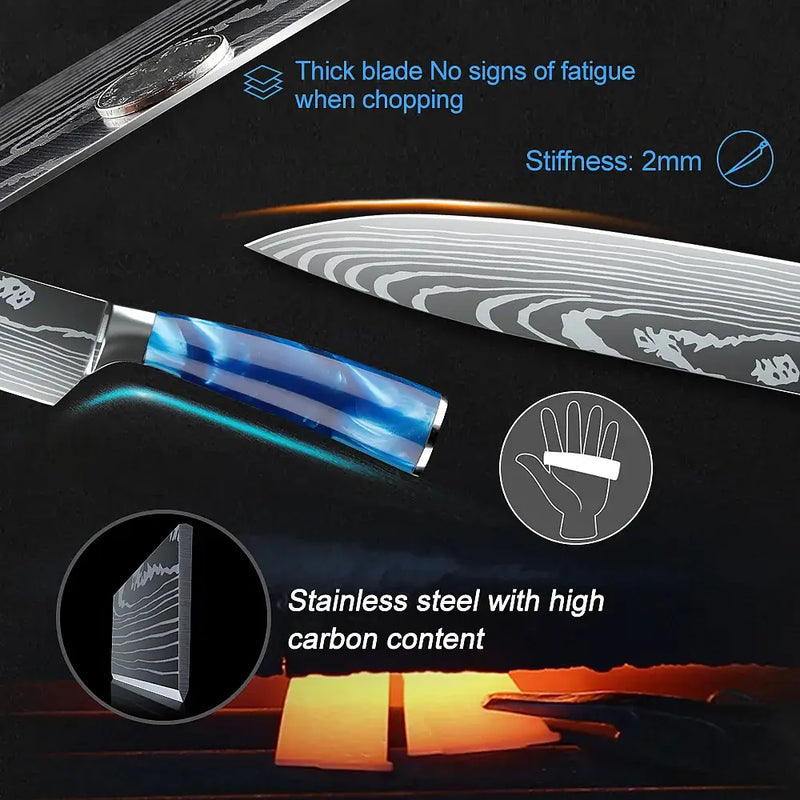 Home Cooking 9pc High Carbon Steel Knife Set w/ Roll Bag