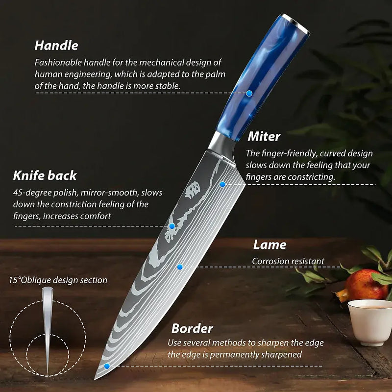 Home Cooking 9pc High Carbon Steel Knife Set w/ Roll Bag