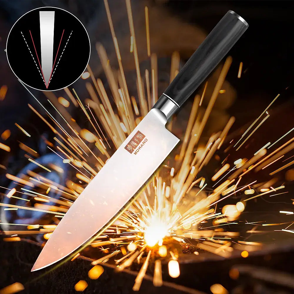 Home Cooking MDHAND 10pc Japanese Knives High-Carbon Steel Pakkawood