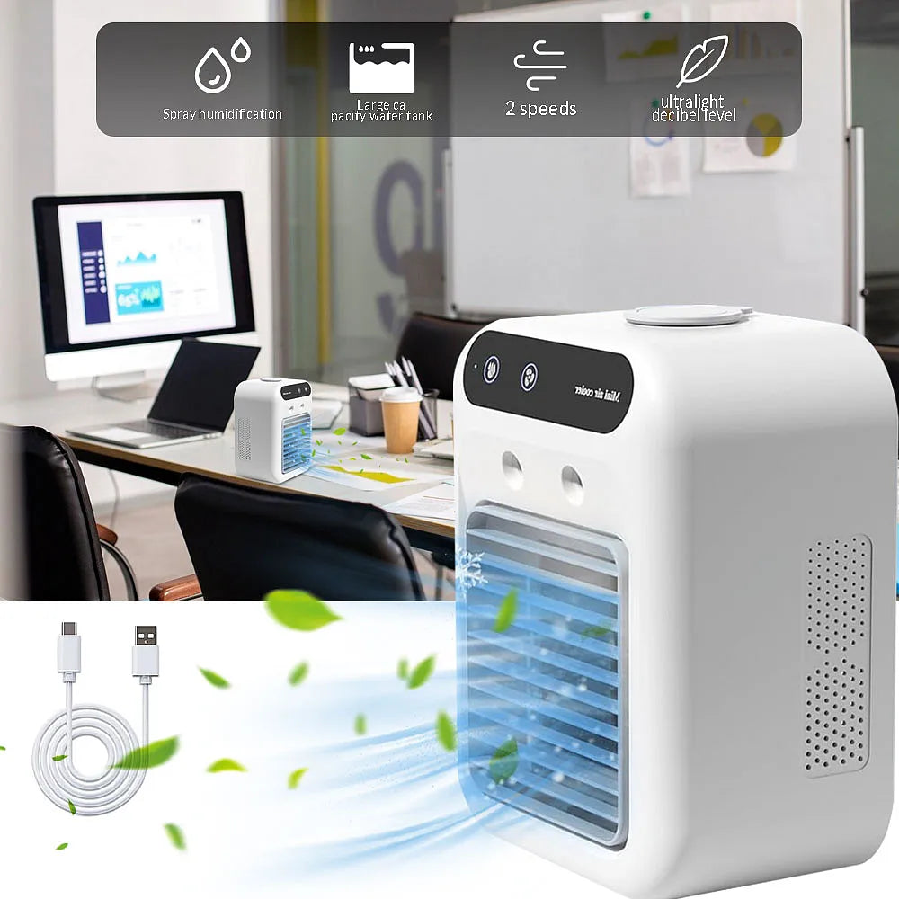 Q8 Mini Desk Air Cooler | Rechargeable Quiet Evaporative Cooler Humidifier