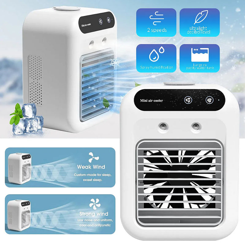 Q8 Mini Desk Air Cooler | Rechargeable Quiet Evaporative Cooler Humidifier