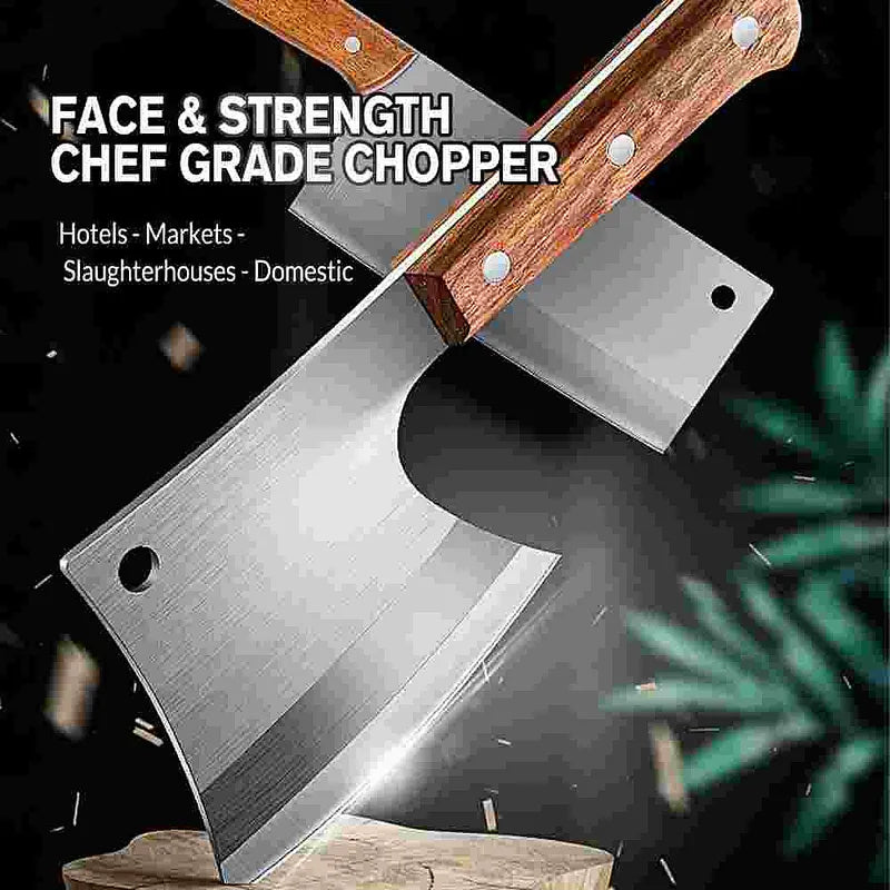 Axe-Style Bone Cleaver, Heavy Duty Stainless Steel Meat Chopper