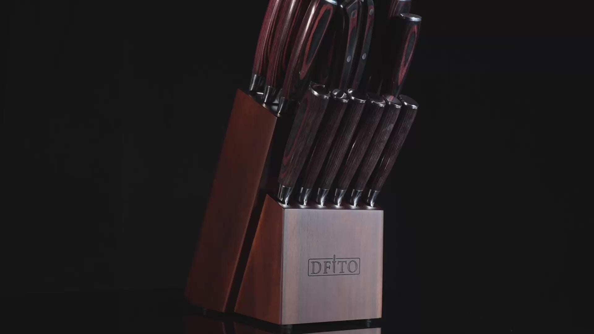 Kitchen Knife Set, 15 Pieces Knife Set with Block and Sharpener, High Carbon Stainless Steel Knives Set for Kitchen with Red Pakkawood Handle, Razor Sharp Knife Block Set, Dishwasher Safe